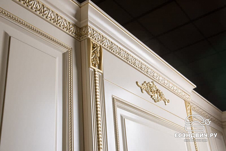 Кухня угловая 4,29х2,33 "Белла" (Бежевый/Золото) (МДФ/Лак) /Sk/Am