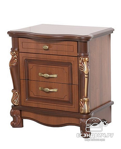 Спальня 6 предм. 4дв./1,8 "Анхелика" (Орех/Золото) (ЛМДФ/Лак/Шелкография/Бархат) /Sk/Ksn