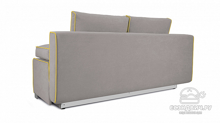 Диван "Лима" (Велюр Galaxy 06 серый/Кант Микровелюр Maserati 11 желтый)-Tr-Гл