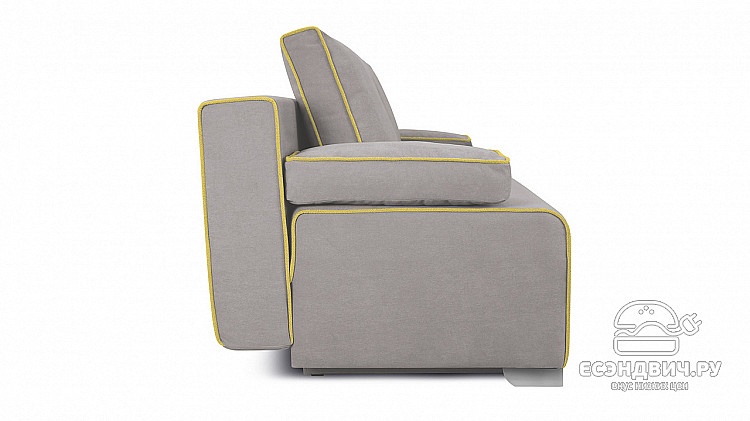 Диван "Лима" (Велюр Galaxy 06 серый/Кант Микровелюр Maserati 11 желтый)-Tr-Гл