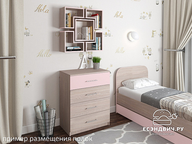 Полка навесная V "Лаворо" (Белый/Белый) D_Fh