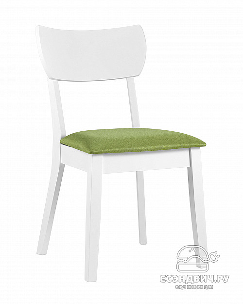 Стул "Джойс" (Рогожка Салатовая/Дерево цвет Белый)/SG/Tms