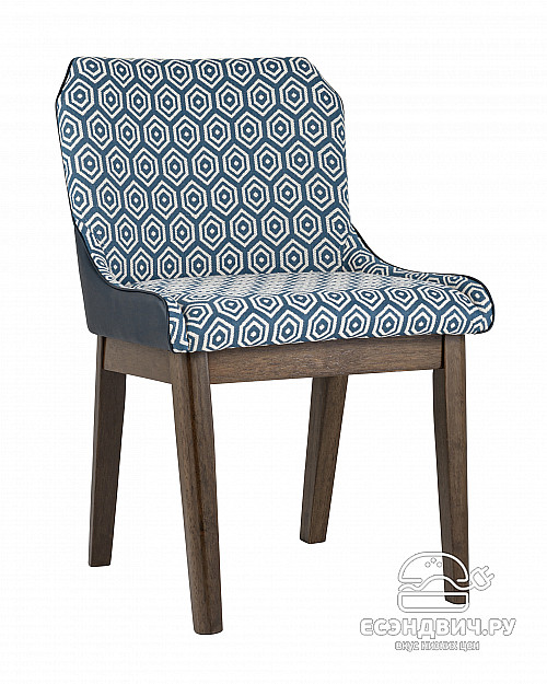 Стул "Энди" (Рогожка Синяя с рис./Дерево цвет Орех)/SG/Nmr