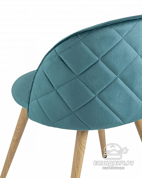 Стул romb "Саймон" (Велюр Аквамарин/Металл имитация дерева)/SG/Ln