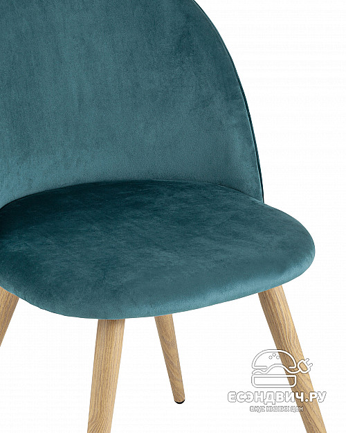 Стул romb "Саймон" (Велюр Аквамарин/Металл имитация дерева)/SG/Ln