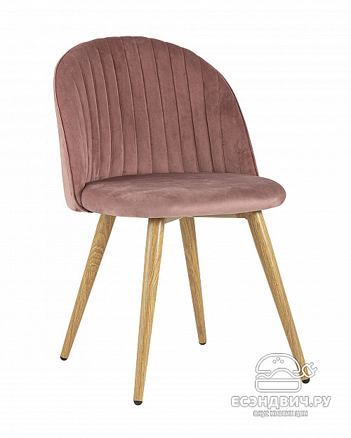 Стул stripe "Саймон" (Велюр Розовый/Металл имитация дерева)/SG/Ln