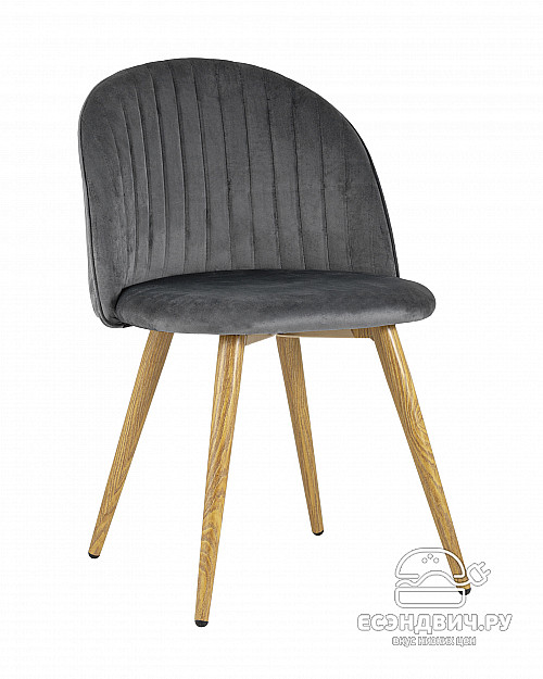 Стул stripe "Саймон" (Велюр Серый/Металл имитация дерева)/SG/Ln