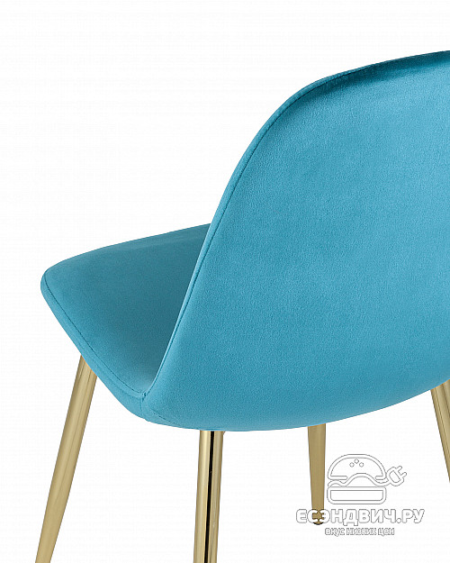 Стул "Лора" (Велюр Аквамарин/Металл цвет Золото)/SG/Vl