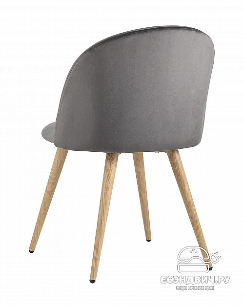 Стул "Саймон" (Велюр Серый/Металл имитация дерева)/SG/Ln