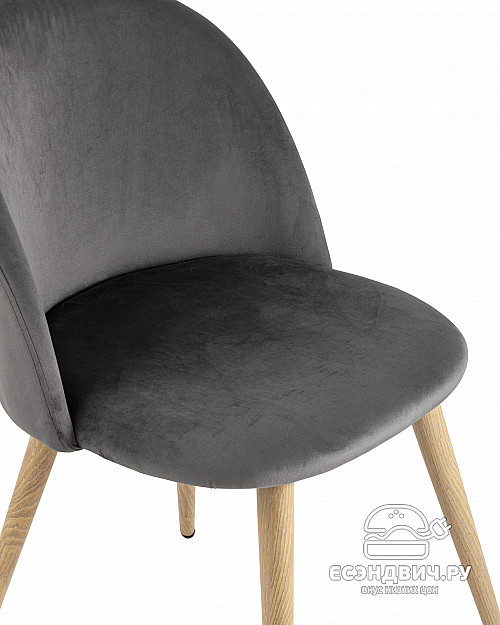 Стул "Саймон" (Велюр Серый/Металл имитация дерева)/SG/Ln