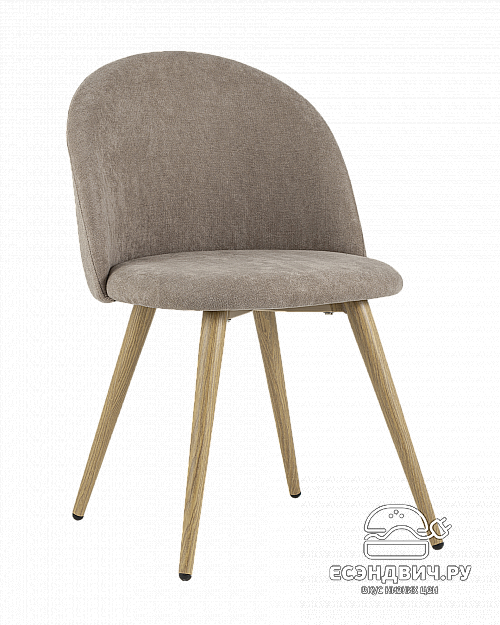 Стул "Саймон" (Шенилл Серо-бежевый/Металл имитация дерева)/SG/Ln