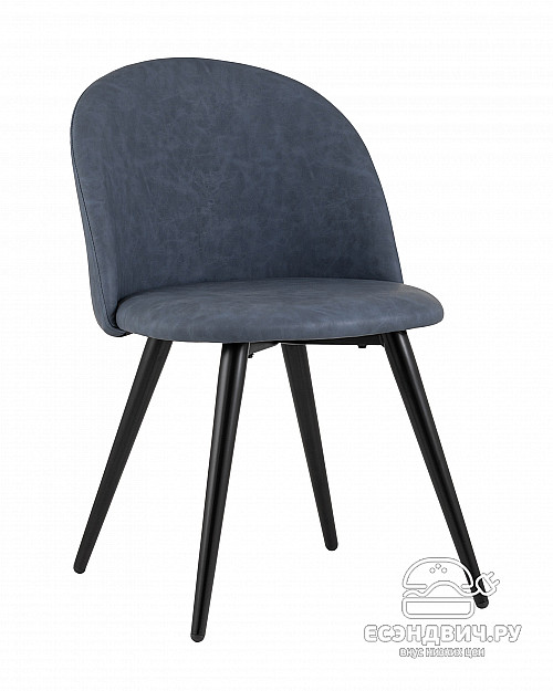 Стул "Саймон" (Экокожа Синяя/Металл Черный)/SG/Ln