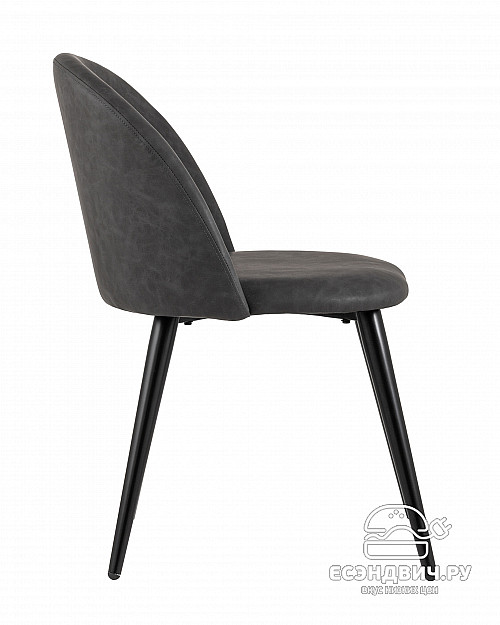 Стул "Саймон" (Экокожа Темно-серая/Металл Черный)/SG/Ln