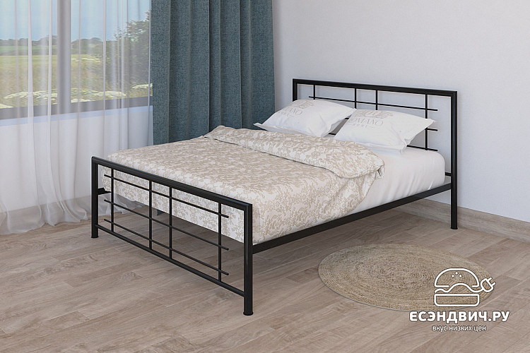 Кровать 1200 vars "Ларго"(Металл Черная шагрень)-MS/Врс