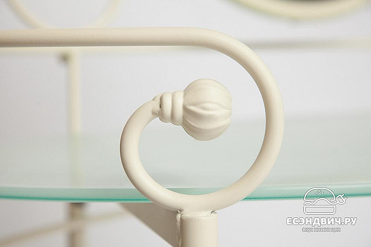 Стол косметический с банкеткой "Харпер" (Металл цвет Античный Белый/Стекло) Tch/9329