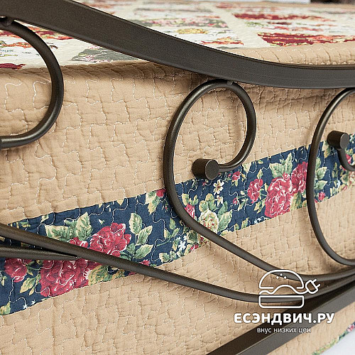 Кровать 1600  "Айлин" (Металл Черный/Дерево цвет Красный дуб) Tch/12090