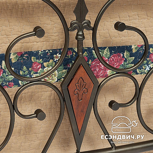 Кровать 1600 "Винд" (Металл Черный/Дерево цвет Красный дуб) Tch/12091