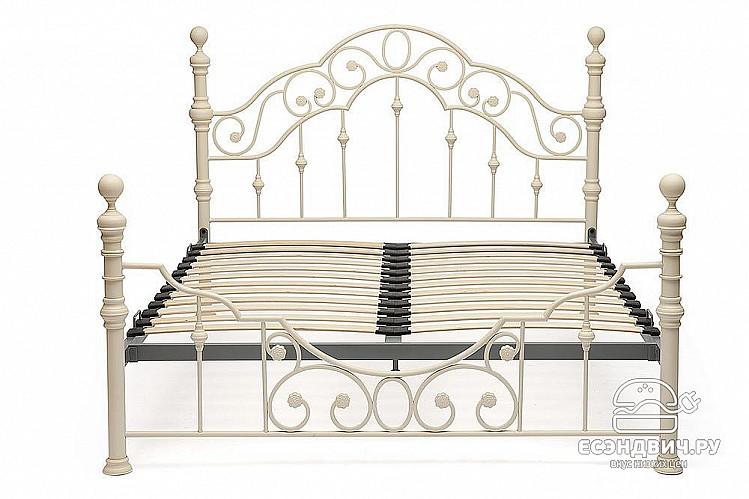 Кровать 1600 с ортопед.осн. "Бэль" (Металл цвет Античный Белый) Tch/9072