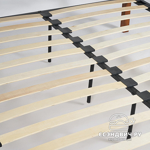 Кровать 1800 с ортопед.осн. "Мирра" (Металл Черный/Дерево цвет Красный дуб) Tch/14019