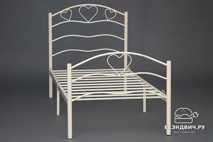 Кровать 900 "Рокси" (Металл Белый/Дерево цвет Белый) Tch/10952
