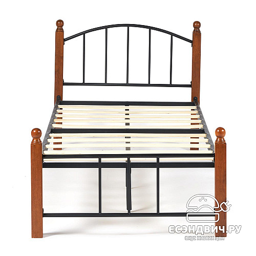 Кровать 900 с ортопед.осн. "Теона" (Металл Черный/Дерево цвет Красный дуб) Tch/14007