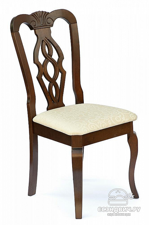 Стул "Викер" (Дерево цвет Cappuchino/Ткань кремовая с рис.) Tch/9240