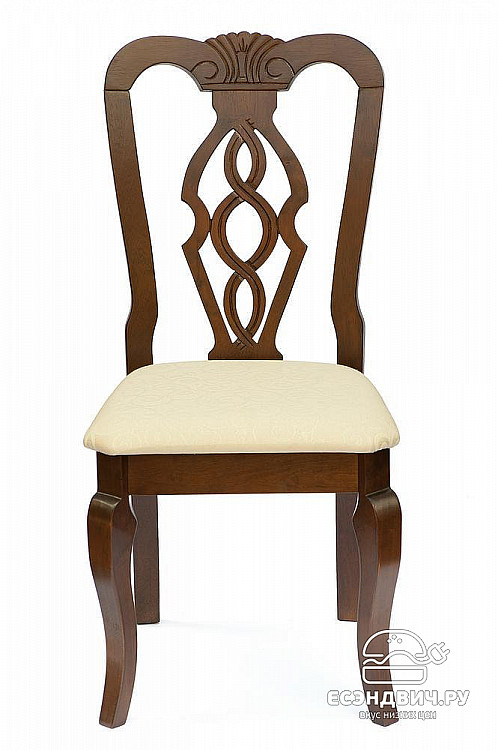 Стул "Викер" (Дерево цвет Cappuchino/Ткань кремовая с рис.) Tch/9240