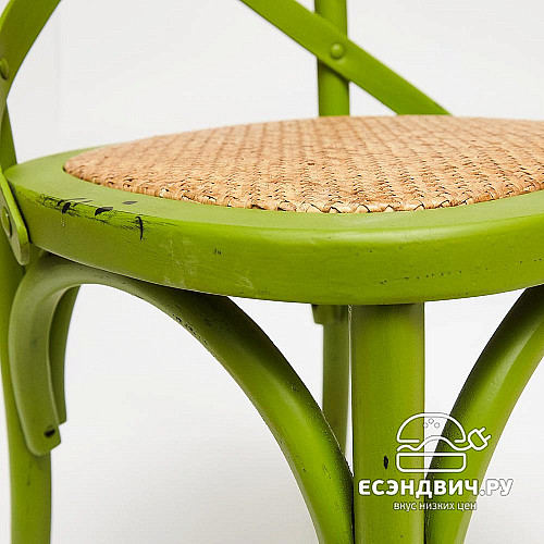 Стул "Прованс" (Дерево цвет Античный зеленый/Сиденье Ротанг) Tch/12835