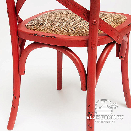 Стул "Прованс" (Дерево цвет Античный красный/Сиденье Ротанг) Tch/12834