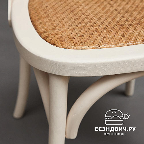 Стул "Прованс" (Дерево цвет Белый/Сиденье Ротанг) Tch/10978