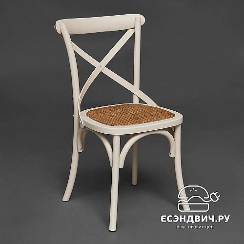 Стул "Прованс" (Дерево цвет Белый/Сиденье Ротанг) Tch/10978