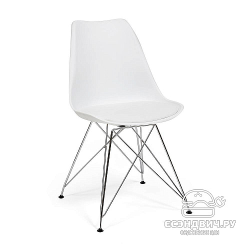 Стул iron "Дэнвер" (Пластик Белый/Экокожа Белая/Металл Хром) Tch/13647