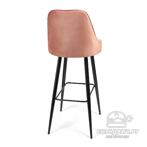 Стул барный "Фьюжн" (Велюр Коралловый/Металл Черный) Tch/14348
