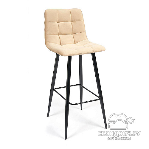 Стул барный "Чили" (Велюр Бежевый/Металл Черный) Tch/14354