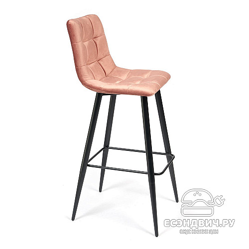 Стул барный "Чили" (Велюр Коралловый/Металл Черный) Tch/14353