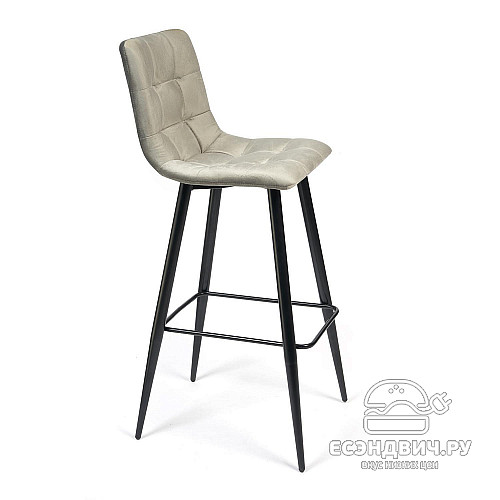 Стул барный "Чили" (Велюр Серый/Металл Черный) Tch/14350