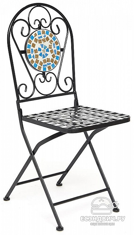Стул складной mosaic "Патио" (Металл Черный/Мозаика Blue) Tch/13326