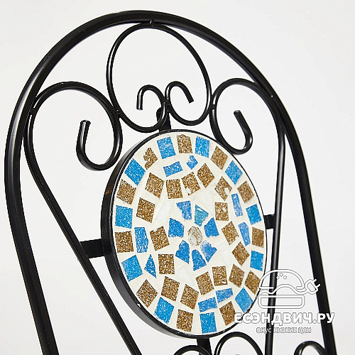 Стул складной mosaic "Патио" (Металл Черный/Мозаика Blue) Tch/13326