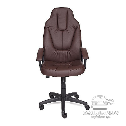 Кресло S "Брэм" (Кожзам Коричневый/Пластик Черный) Tch/3938