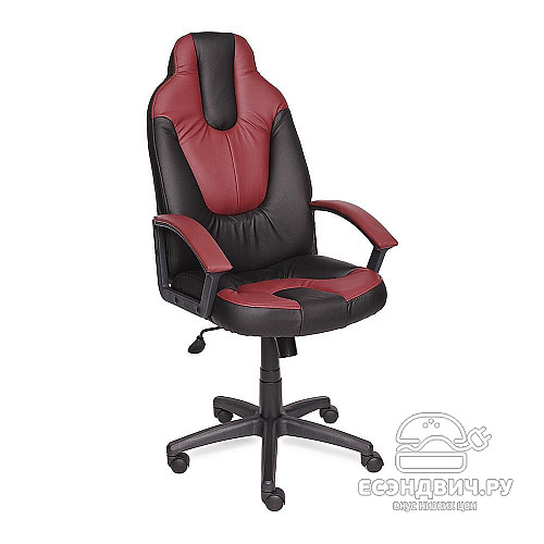 Кресло S "Брэм" (Кожзам Черный/Кожзам Бордо/Пластик Черный) Tch/1045