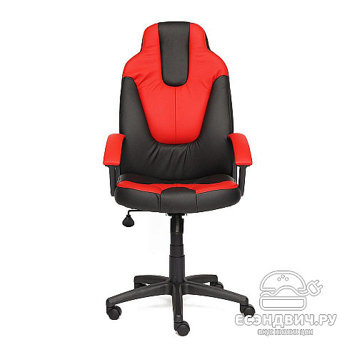 Кресло S "Брэм" (Кожзам Черный/Кожзам Красный/Пластик Черный) Tch/3673