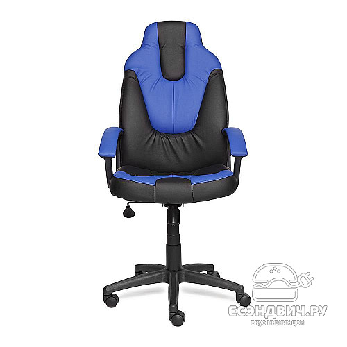 Кресло S "Брэм" (Кожзам Черный/Кожзам Синий/Пластик Черный) Tch/1048