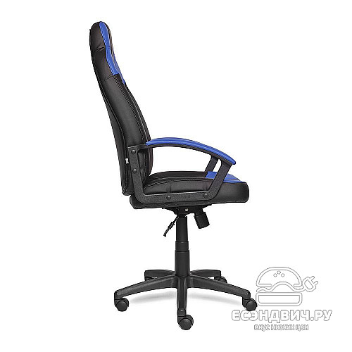 Кресло S "Брэм" (Кожзам Черный/Кожзам Синий/Пластик Черный) Tch/1048