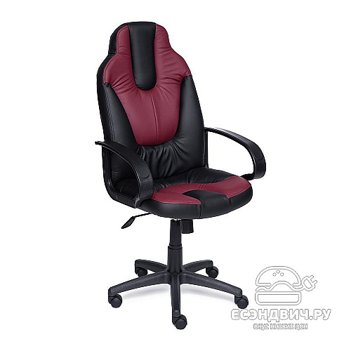 Кресло "Брэм" (Кожзам Черный/Кожзам Бордо/Пластик Черный) Tch/1046