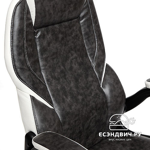 Кресло "Глори" (Кожзам Серый/Кожзам Белый/Пластик Черный) Tch/13082