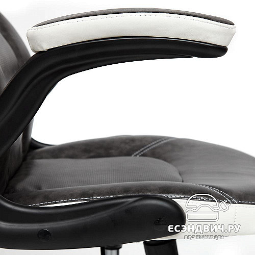 Кресло "Глори" (Кожзам Серый/Кожзам Белый/Пластик Черный) Tch/13082
