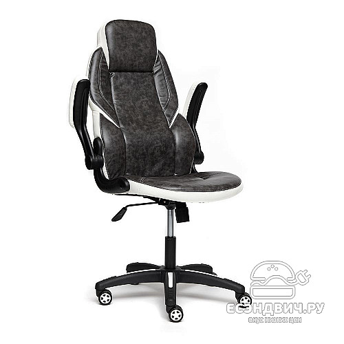Кресло "Глори" (Кожзам Серый/Кожзам Белый/Пластик Черный) Tch/13082
