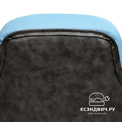 Кресло "Глори" (Кожзам Серый/Кожзам Голубой/Пластик Черный) Tch/13083