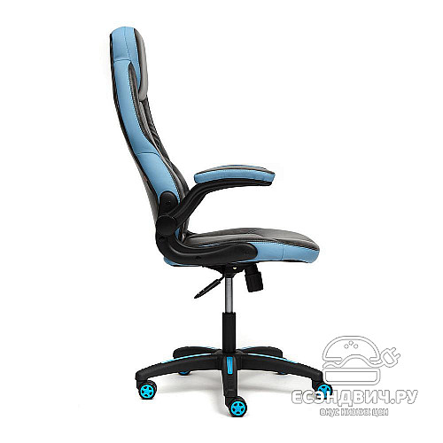 Кресло "Глори" (Кожзам Серый/Кожзам Голубой/Пластик Черный) Tch/13083