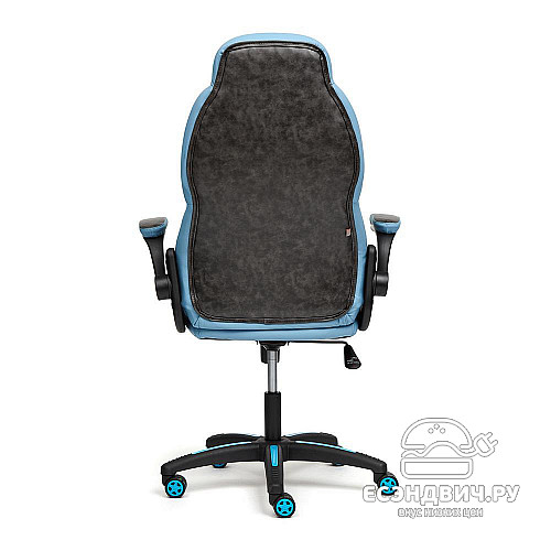 Кресло "Глори" (Кожзам Серый/Кожзам Голубой/Пластик Черный) Tch/13083